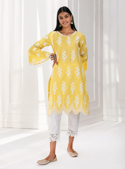 Mulmul Yellow Floral Dress Set of 2