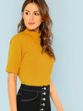 Load image into Gallery viewer, Shein High Neck Rib Knit Tee
