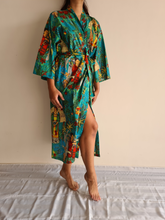 Load image into Gallery viewer, Teal Frida Kahlo Robe
