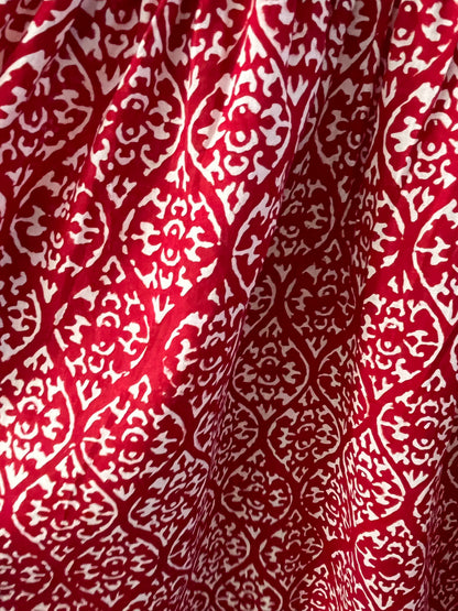 Cherry Block Print Dress (smock detail at the back)