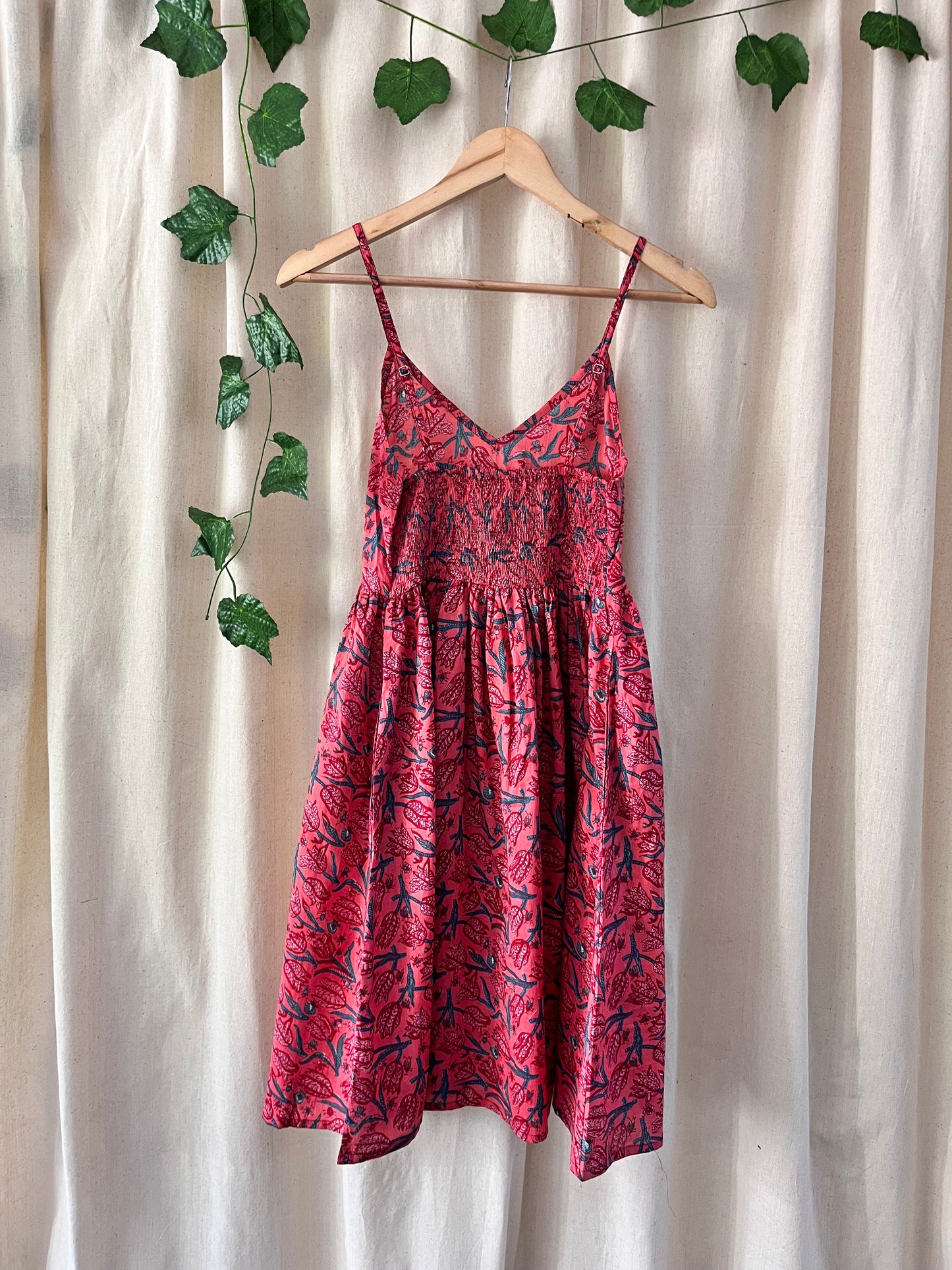 Tulip Block Print Dress (smock detail at the back)