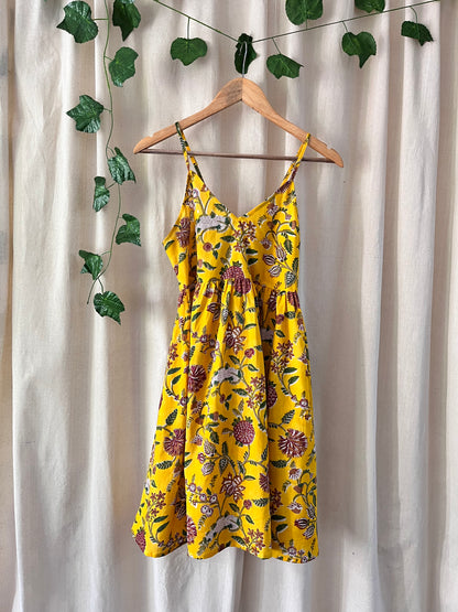 Sunshine Block Print Dress (smock detail at the back)