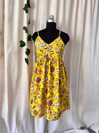 Sunshine Block Print Dress (smock detail at the back)