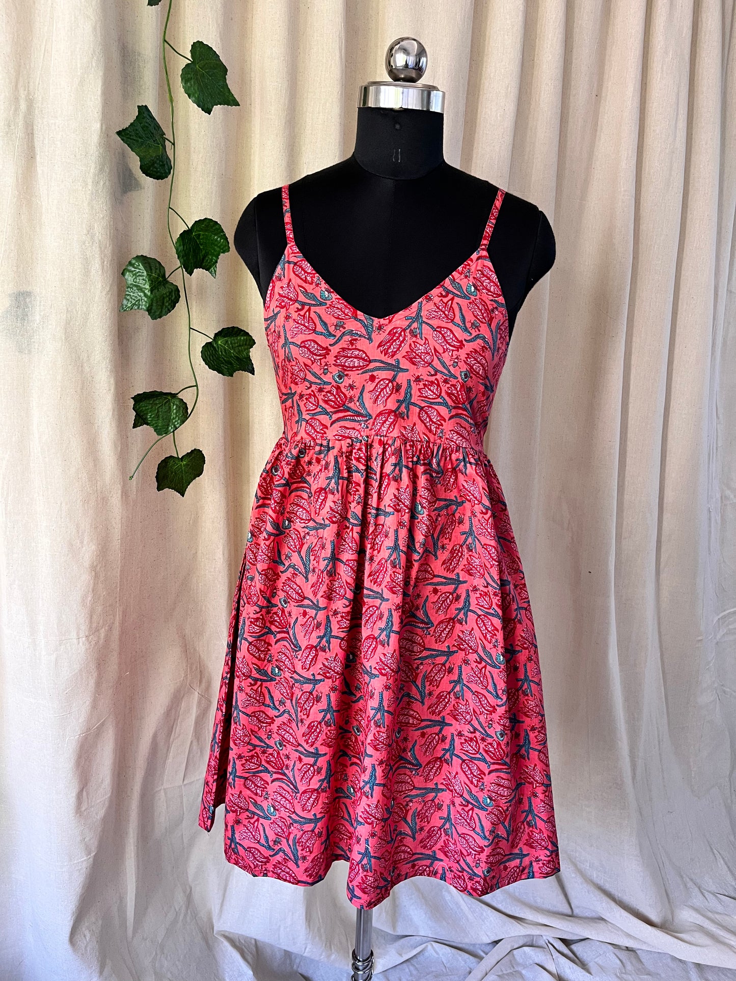 Tulip Block Print Dress (smock detail at the back)