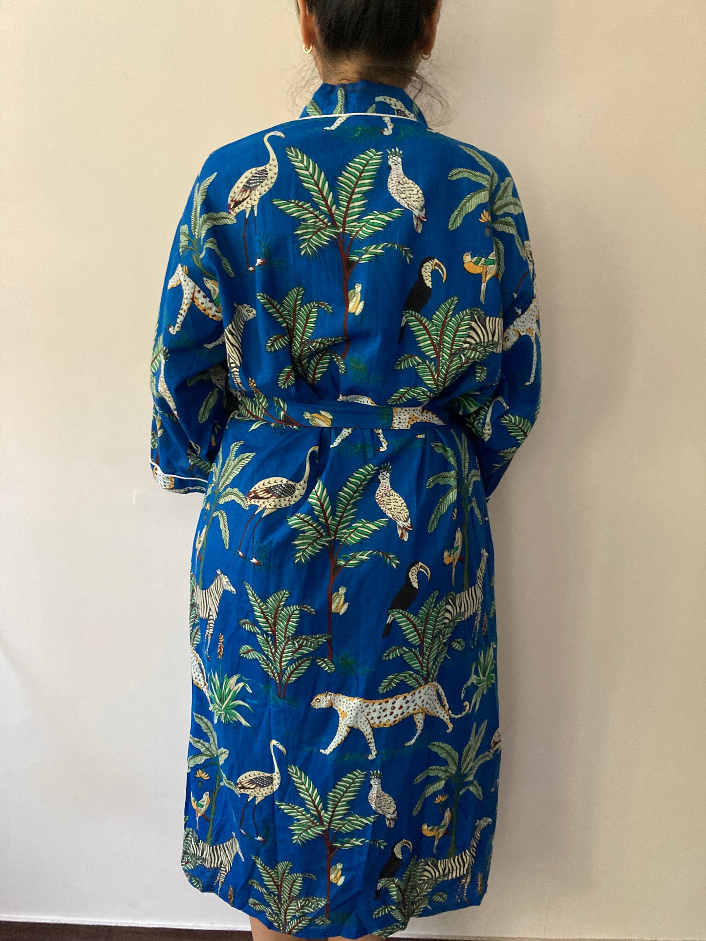 Blue Tropical Print Robe