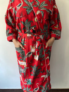 Red Tropical Print Robe