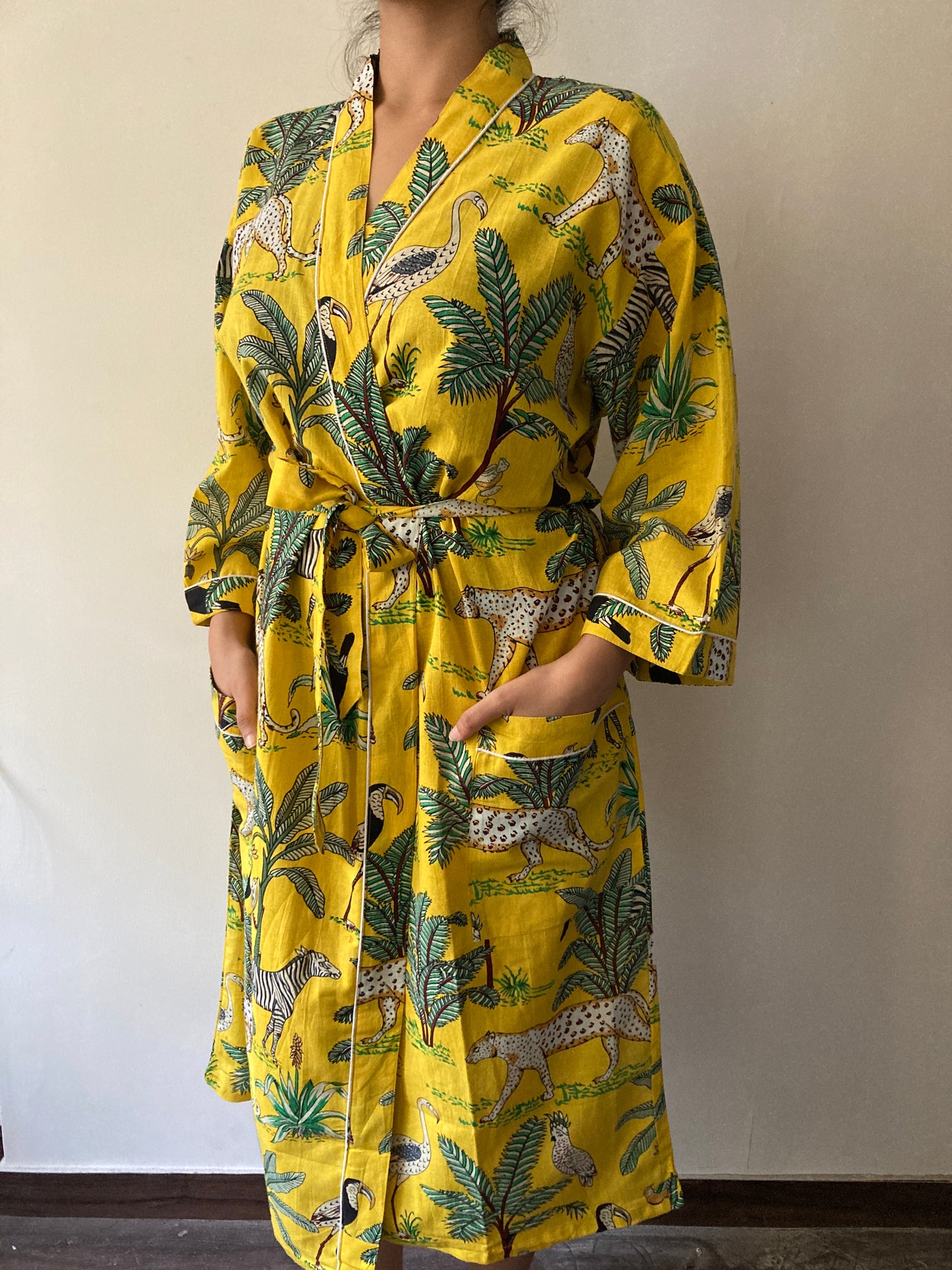 Yellow Tropical Print Robe