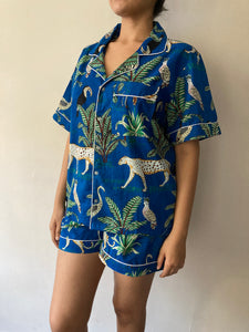 Blue Tropical Print PJ Set