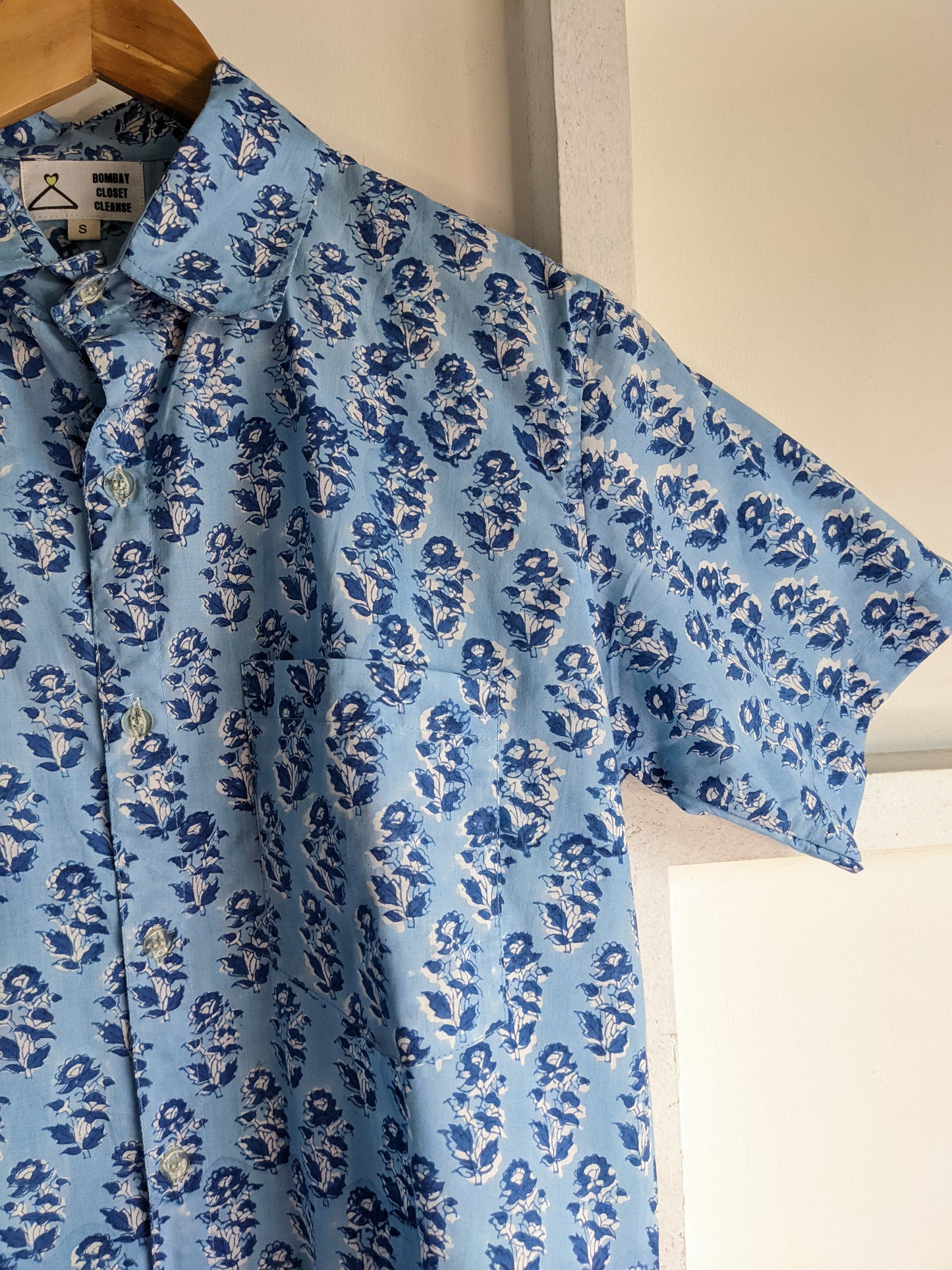 Blue Floral Block Print Shirt