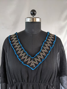 Black Kaftan with Embroidered Neckline