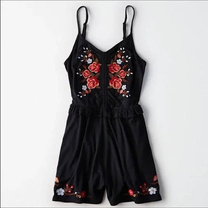 American Eagle Outfitters  Boho Floral Embroidered Romper